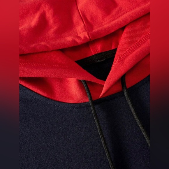 Men’s Color Block Letter Graphic Drawstring Kangaroo Pocket Hoodie🔥 - Picture 4 of 4
